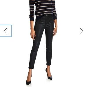 ❤️ 7 FOR ALL MANKIND Size 24  Skinny Crop Slim Illusion faux leather jeans H14